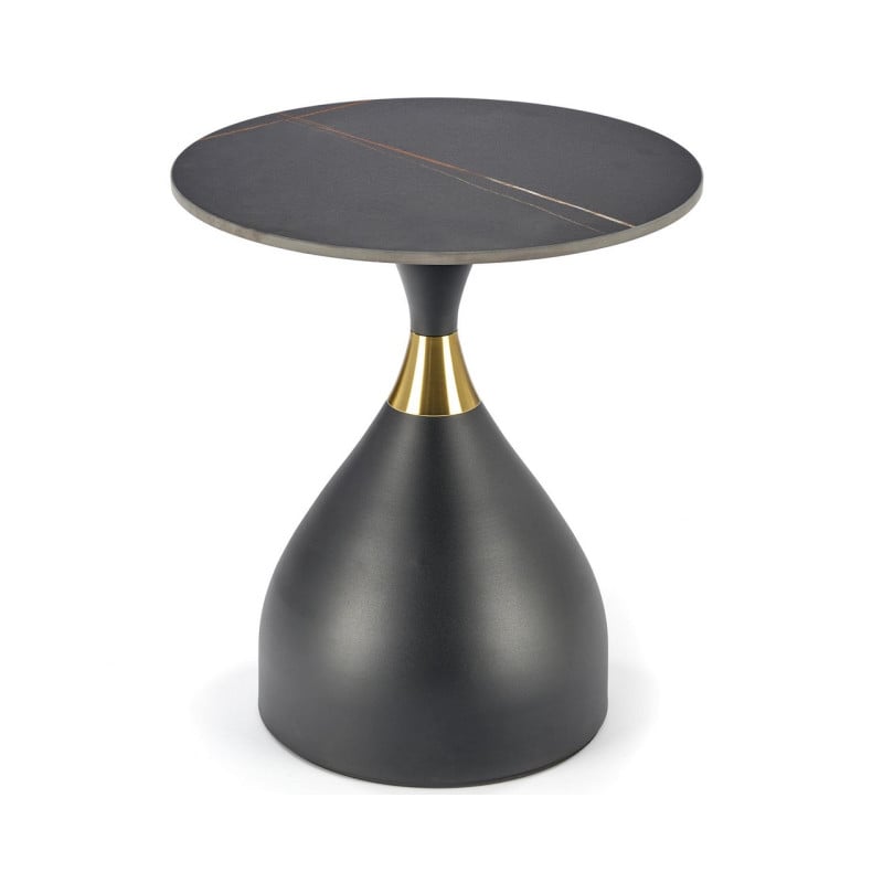 Table basse design en céramique avec plateau aspect marbre noir Eternal