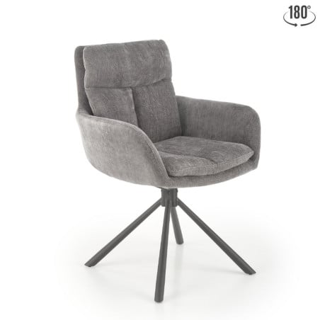 Chaise design rembourrée et pivotante en tissu gris Edge