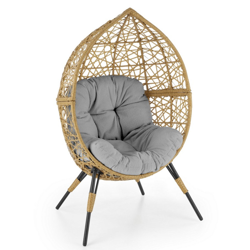 Fauteuil oeuf sur pieds en rotin synthétique Zora