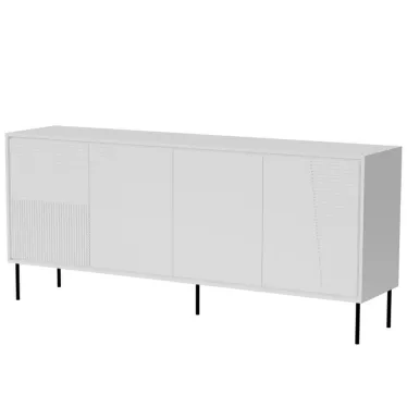 Buffet design blanc mat 200 cm avec pieds en métal noir Ula