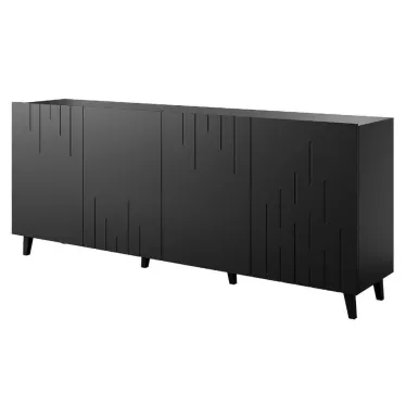 Buffet bas contemporain noir mat 200 cm Spiro