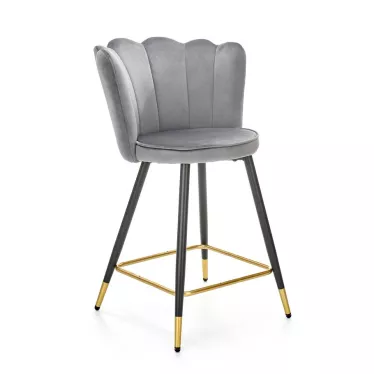 Tabouret de bar design velours gris Sundo