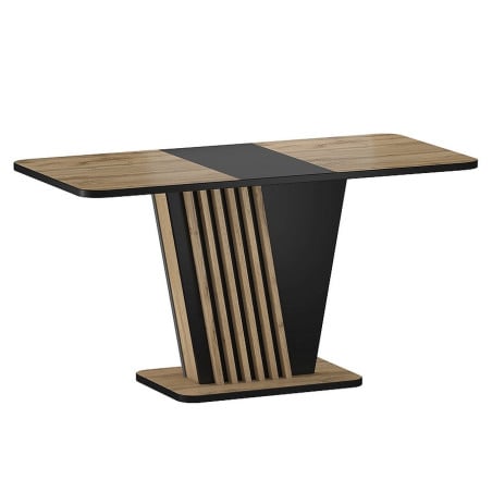 Table extensible 125-170 cm noire et aspect chêne avec pied design Helen