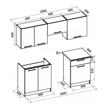 Ensemble de meubles de cuisine design couleur vanille et style chêne