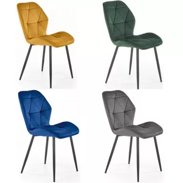 Chaise de Salle à manger Contemporaine - Velours avec pieds en métal