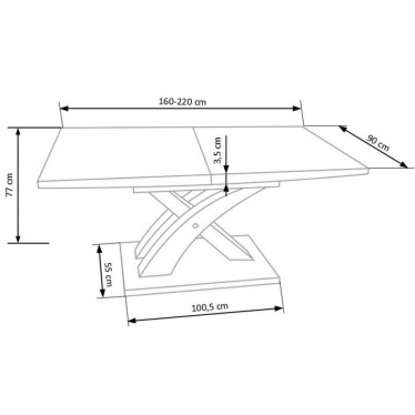Dimensions techniques et schéma de montage de la table extensible blanche Elvira