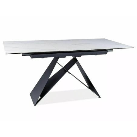 Table à manger design marbre blanc et noir 120-160cm Holly SG - Tables à manger - So Inside