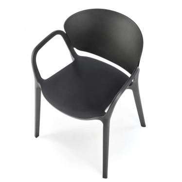 Chaise extérieure design Romer noire vue de trois quarts avant