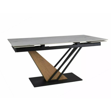 Table extensible 160-220 cm Viro en céramique blanche effet marbre