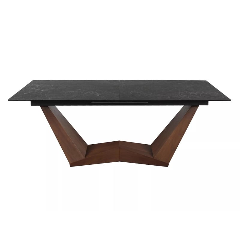 Table à manger extensible avec plateau en céramique aspect marbre noir Stunt