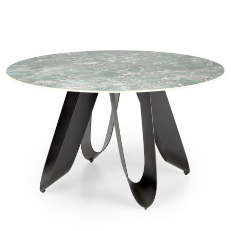 Table de salle à manger ronde design style marbre vert 135cm Bobby - Tables à manger - So Inside