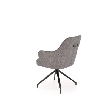 Vue arrière de la chaise pivotante Berry grise avec dossier ergonomique et pieds en étoile