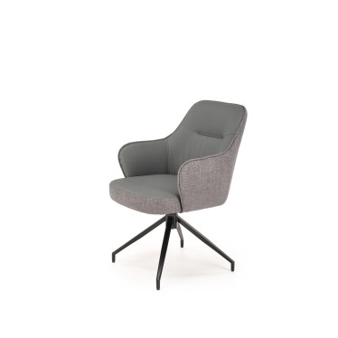 Chaise de salle à manger pivotante Berry grise avec accoudoirs pour un confort optimal