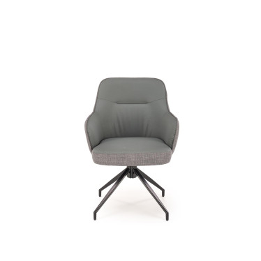 Chaise pivotante Berry grise avec dossier capitonné et assise en éco-cuir