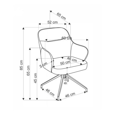 Dimensions détaillées et mesures d'assise de la chaise pivotante Berry
