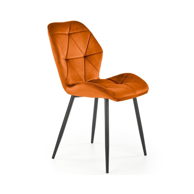Chaise contemporaine en velours cannelle avec pieds en métal noir STELLA