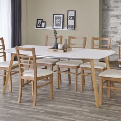 Table design bois et MDF blanc Helios
