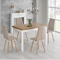 Table design scandinave bois et MDF blanc Meryl