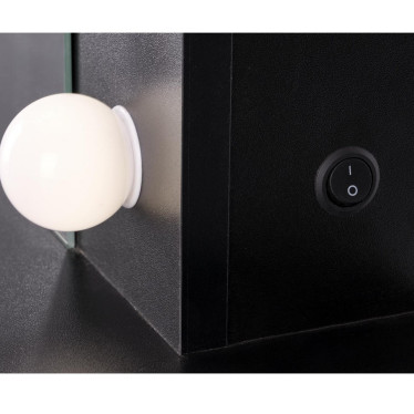 Interrupteur intégré et ampoule LED miroir hollywoodien coiffeuse noire STARS