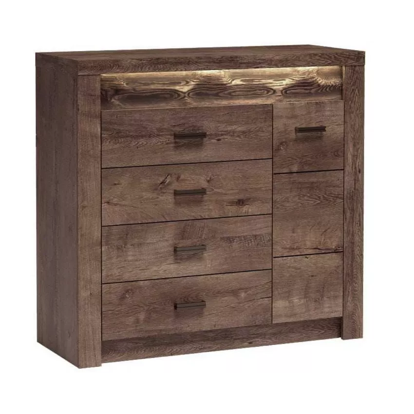 Grande commode design cendre foncé avec poignées en métal Forever