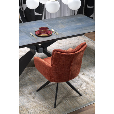 Table à manger extensible aspect marbre bleu 180 - 230 cm Micka