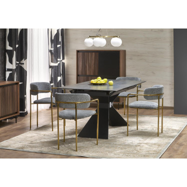 Table à manger extensible aspect marbre bleu 180 - 230 cm Micka