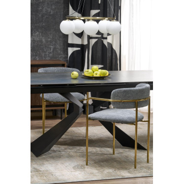 Table à manger extensible aspect marbre bleu 180 - 230 cm Micka