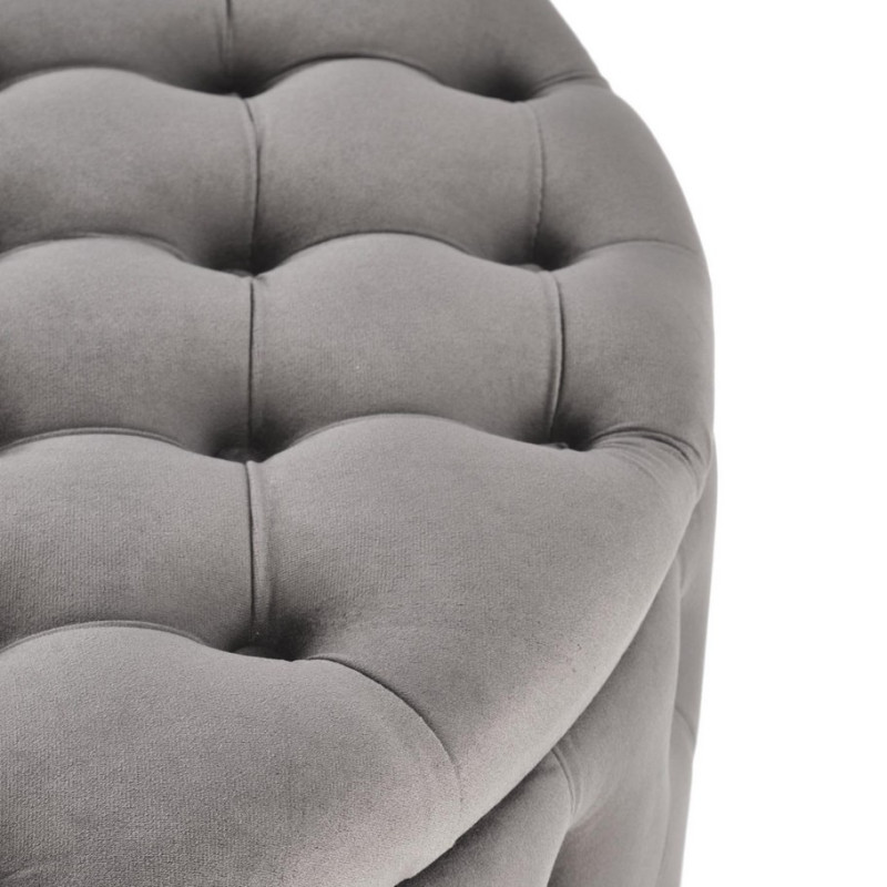 Pouf capitonné gris Ø70cm...
