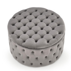 Pouf capitonné gris Ø70cm...
