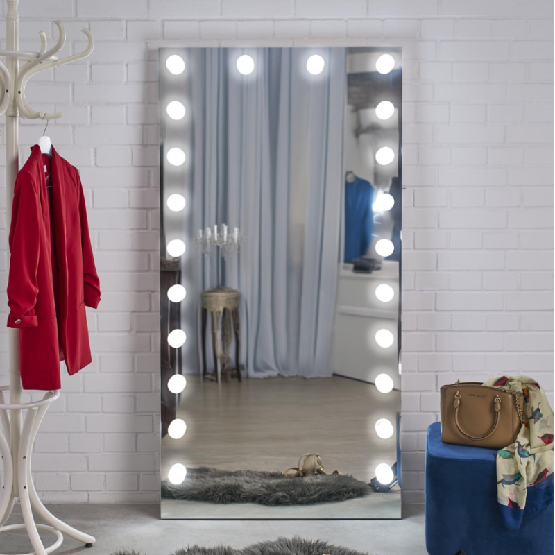 Miroir à poser avec ampoules Led - 170 x 87 cm - Luxy