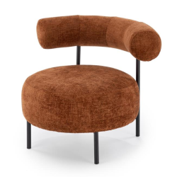 Chaise retro ronde en tissu cannelle Roby