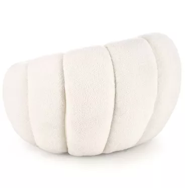 Fauteuil pouf rond en tissu bouclé crème forme coquillage Alix