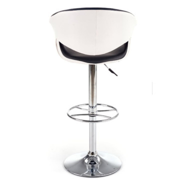 Dossier incurvé blanc et assise en simili cuir noir tabouret Doug