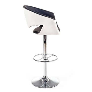 Tabouret de bar rotatif Doug avec coque blanche et assise noire confortable