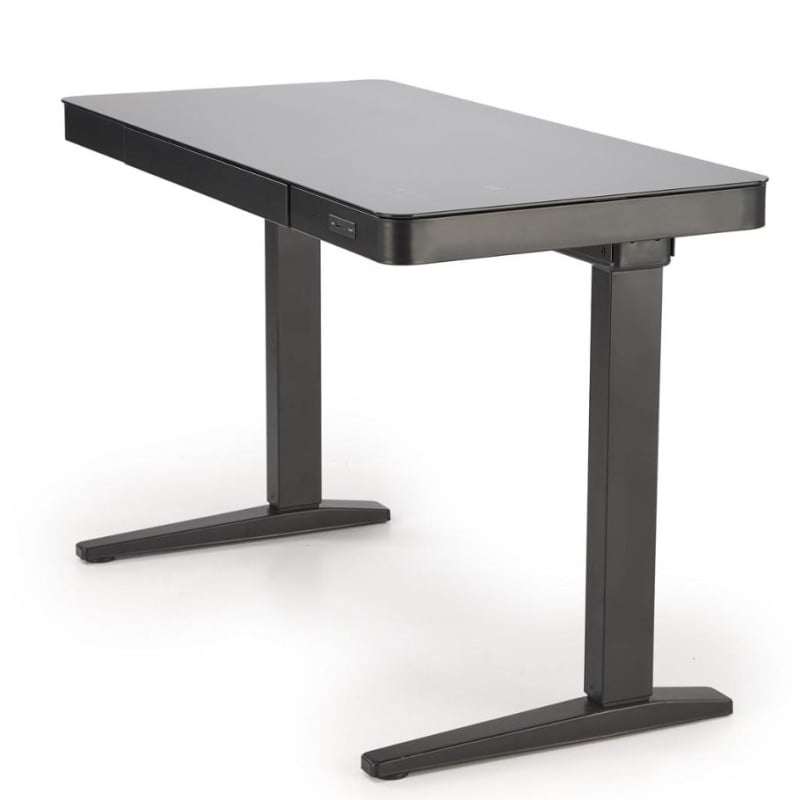 Bureau réglable en hauteur noir 120 cm avec chargeur induction Albi