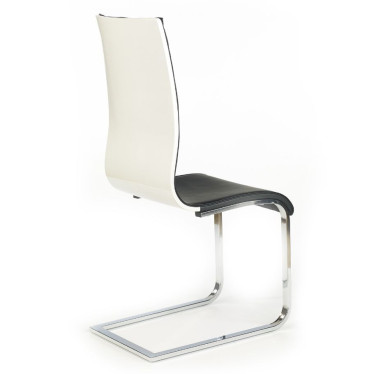 Chaise luge revêtement en éco cuir noir et pied design en acier chromé