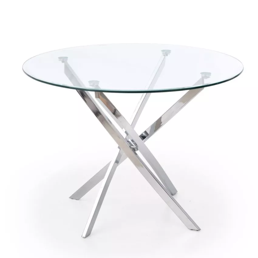 Table ronde 100cm avec plateau verre trempé Calsa