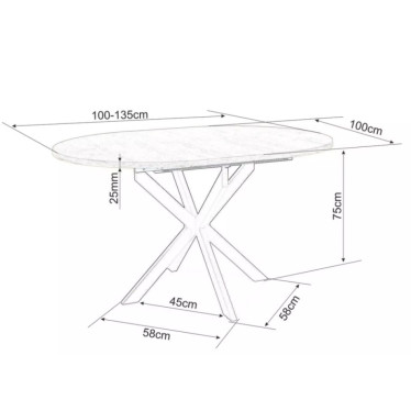Table Ronde Avec Rallonge 100/135 cm - Plateau Bois et Pieds Métal