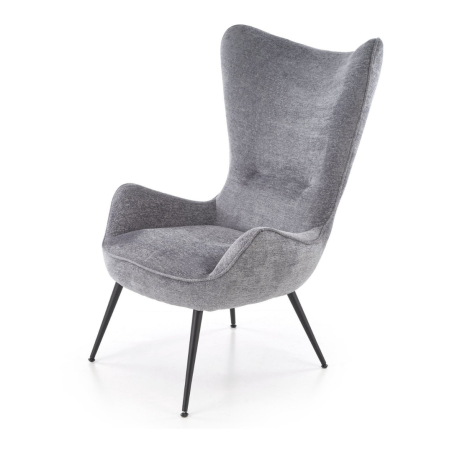 Fauteuil design en tissu gris avec dossier haut Baralona - Fauteuils - So Inside