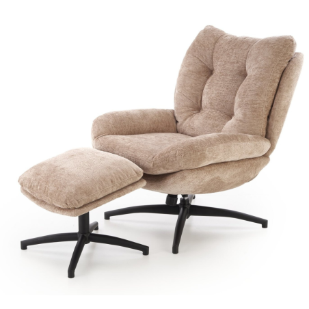 Fauteuil et reposes pieds en tissu beige avec bascule Gasper - Fauteuils - So Inside