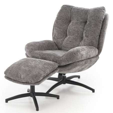 Fauteuil et repose pieds en tissu gris avec bascule Gasper - Fauteuils - So Inside