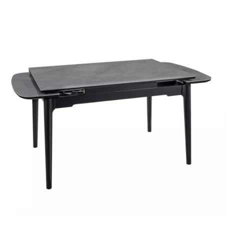 Table extensible de salle à manger gris brillant 120 + 60cm céramique structure bois STAN - Tables à manger - So Inside
