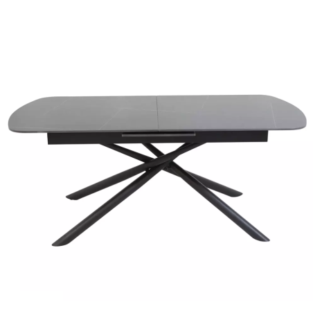 Table extensible de salle à manger noir mat scandinave 160 + 40cm céramique et métal VECKI - Tables à manger - So Inside