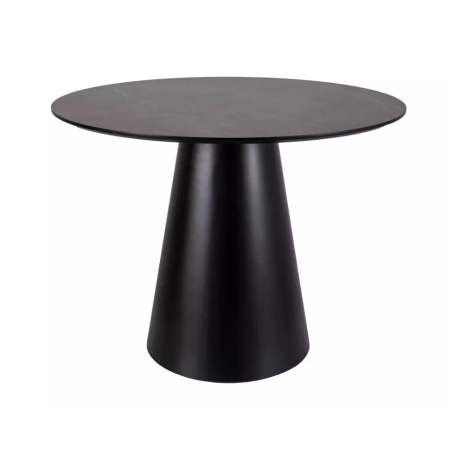 Table ronde de 100 cm gris effet marbre avec pied noir mat Sorin - Tables à manger - So Inside