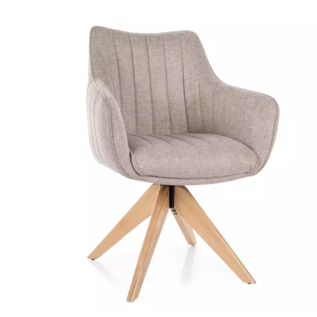 Chaise pivotante en tissu beige clair confortable et structure en bois SWOP 2 - Chaises - So Inside