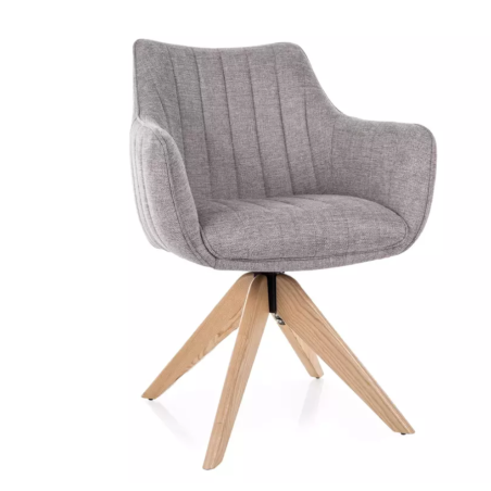 Chaise pivotante en tissu gris confortable et structure en bois SWOP 2 - Chaises - So Inside