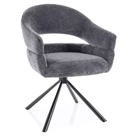 Chaise tissus doux avec accoudoirs design pivotante à 180° gris foncé LAVIN - Chaises - So Inside