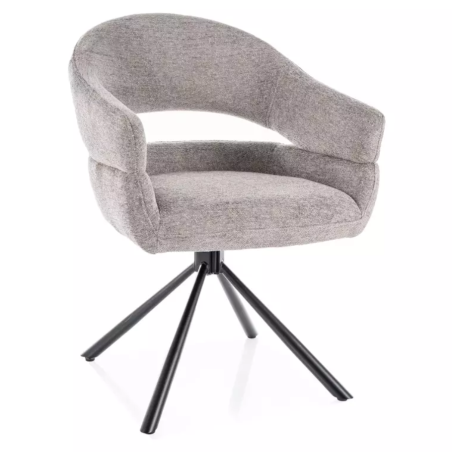 Chaise tissus doux avec accoudoirs design pivotante à 180° gris LAVIN - Chaises - So Inside