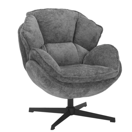 Fauteuil moelleux en tissu gris, pivotant à 360° TOFON - Fauteuils - So Inside