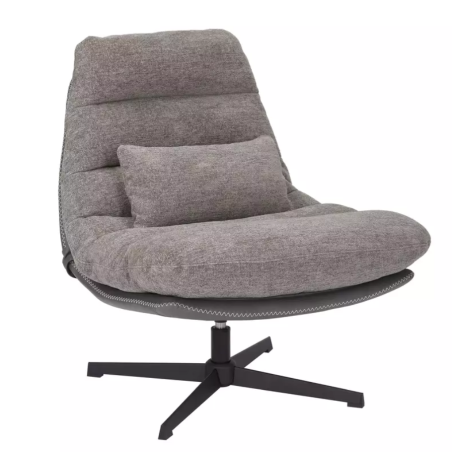 Fauteuil pivotant à 360° en éco-cuir et tissu gris SODALITE - Fauteuils - So Inside